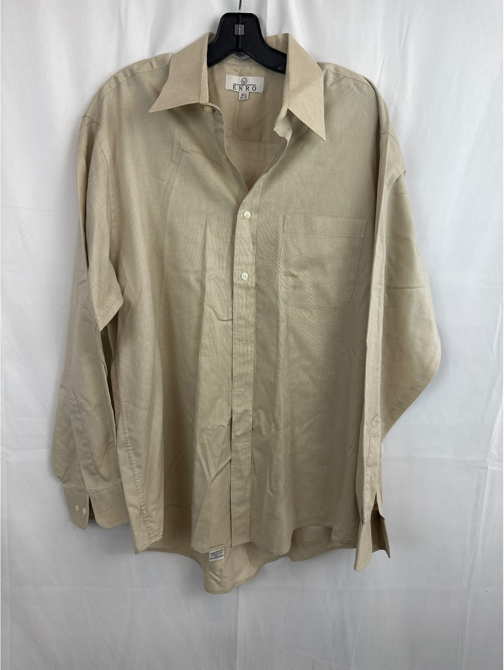 Enro Men's Pebble Cloth Beige Dress Shirt Size 16.5 34-35